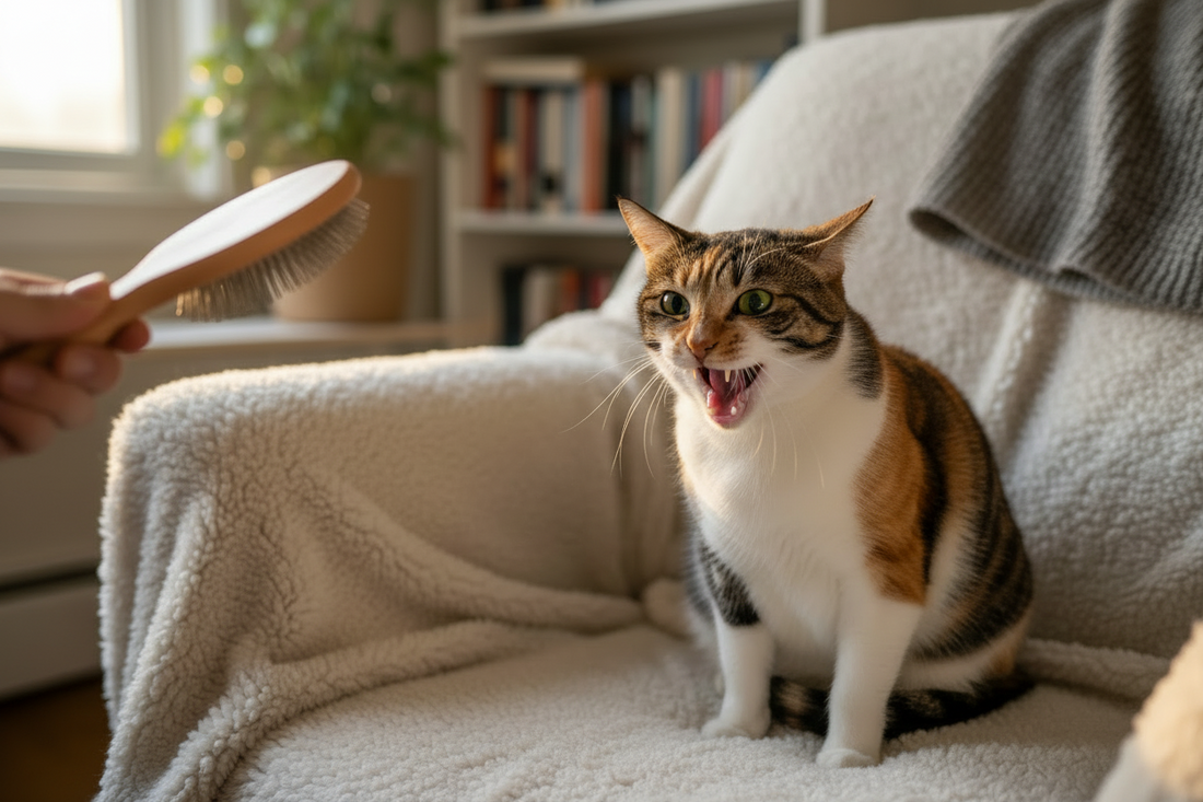 Chat qui griffe ou mord pendant le brossage : que faire ?