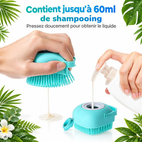 Réservoir de la brosse de bain : jusqu'à 60 ml de shampooing (image créée avec l'IA)