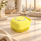 Brosse de bain massante jaune pour chien et chat