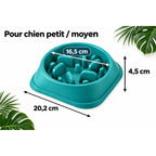 Dimensions de la gamelle anti-glouton : 20,2 × 16,5 × 4,5 cm, pour petit et moyen chien