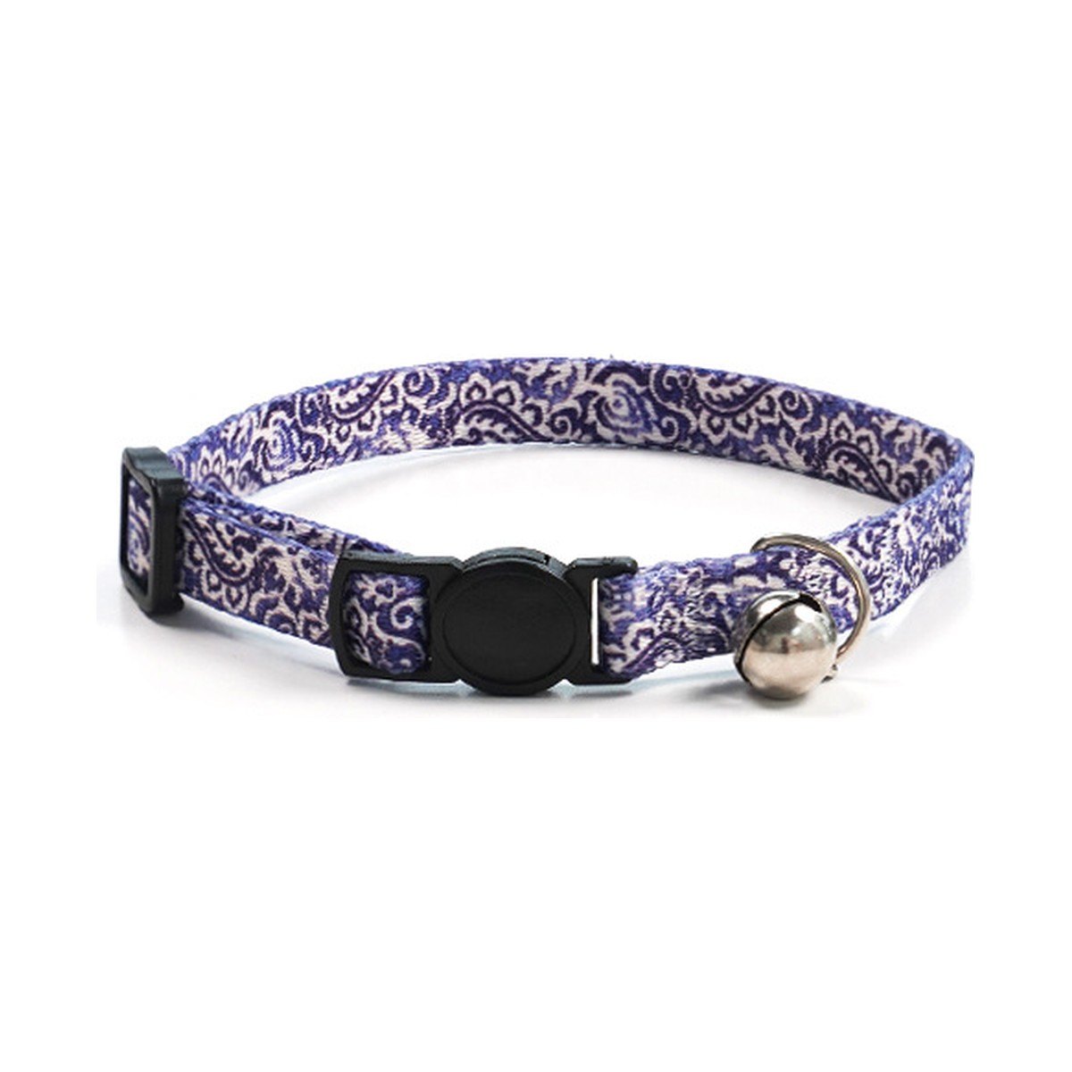 Collier chat à boucle de sécurité et grelot, motif Cachemire