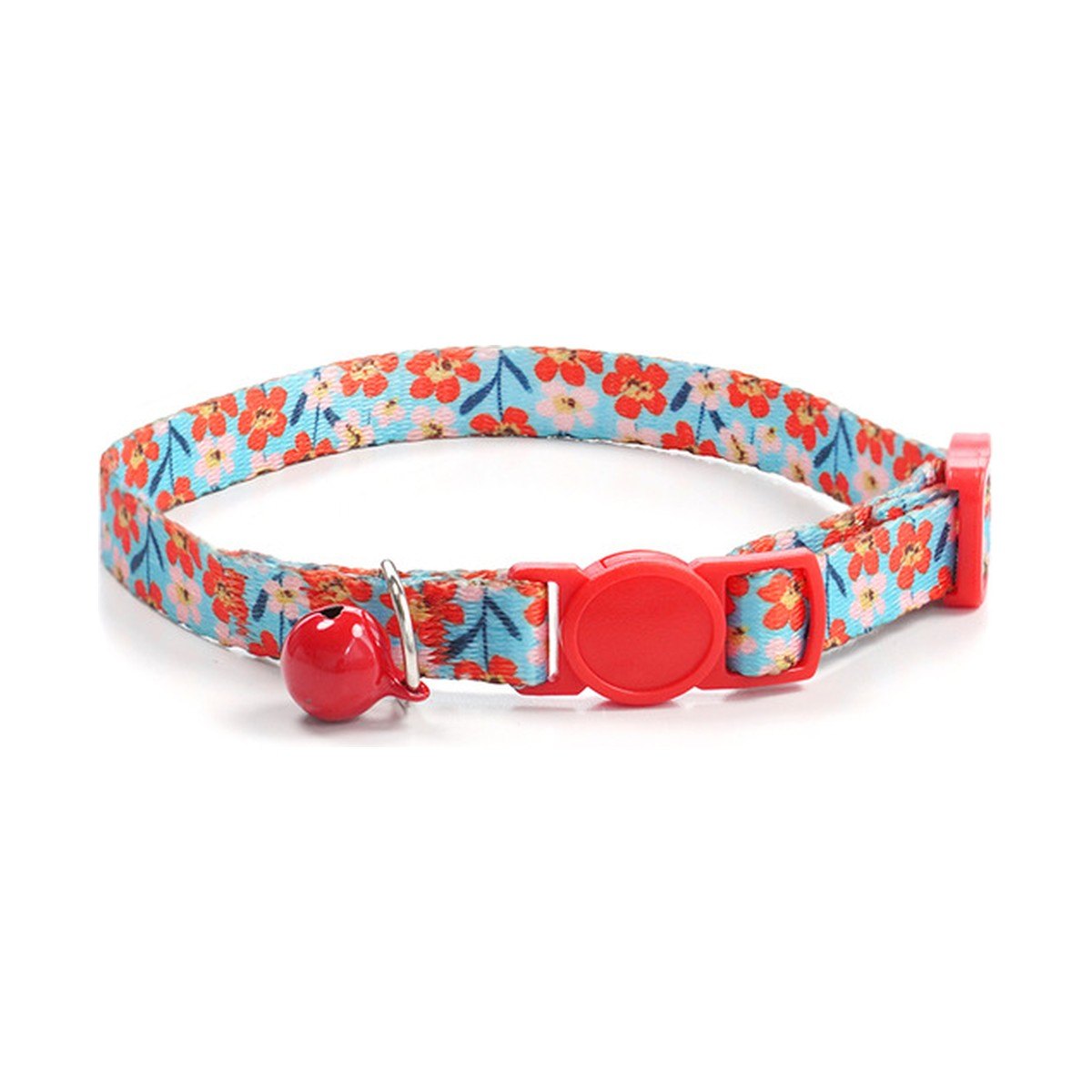 Collier chat à boucle de sécurité et grelot, motif Coquelicots