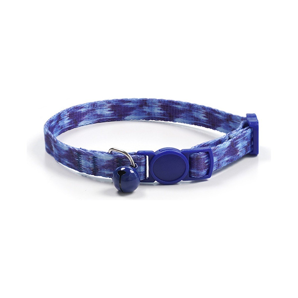Collier chat à boucle de sécurité et grelot, motif Indigo