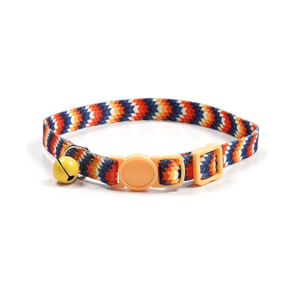 Collier chat à boucle de sécurité et grelot, motif Zigzag