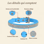 Détails du collier strass bleu