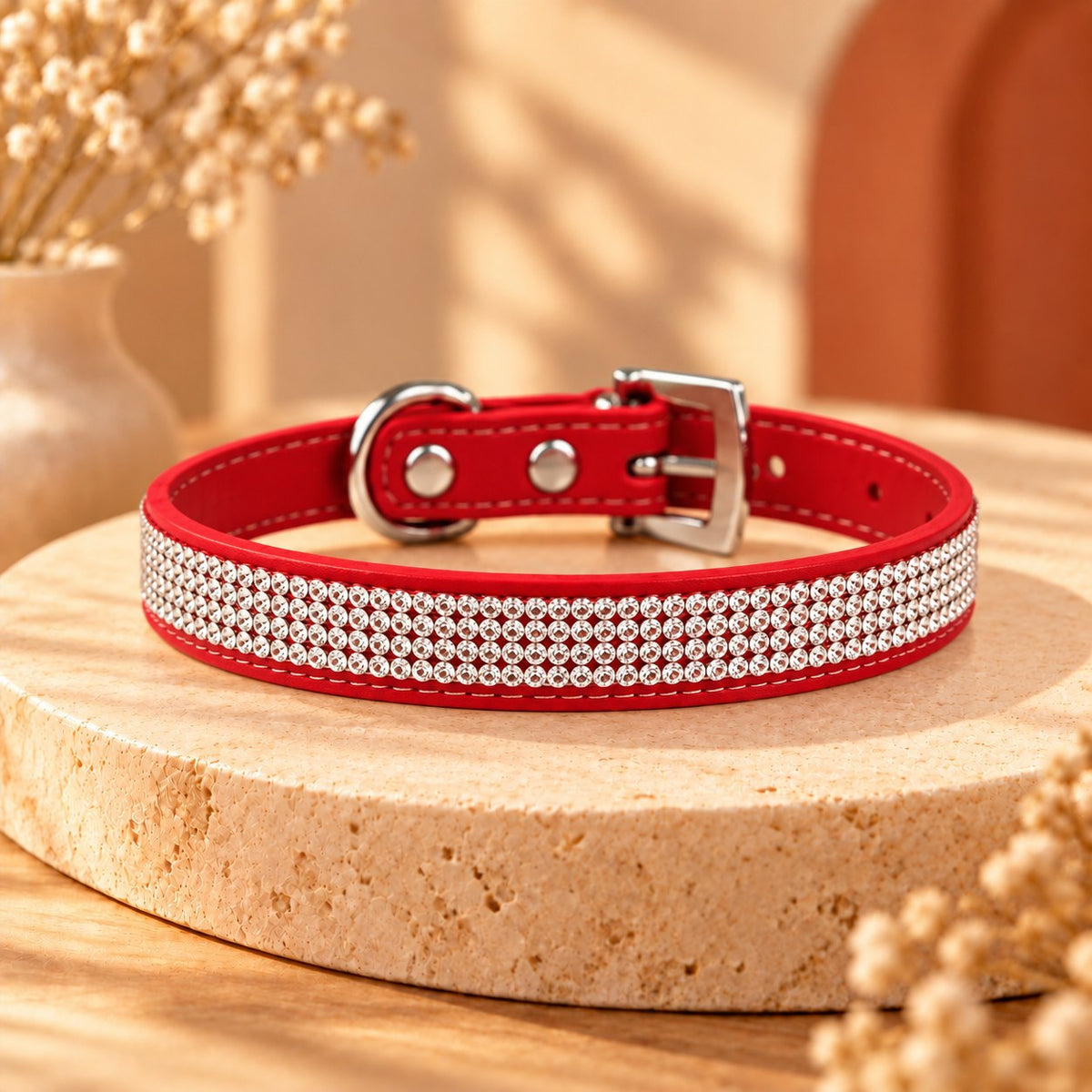 Collier strass rouge pour chien