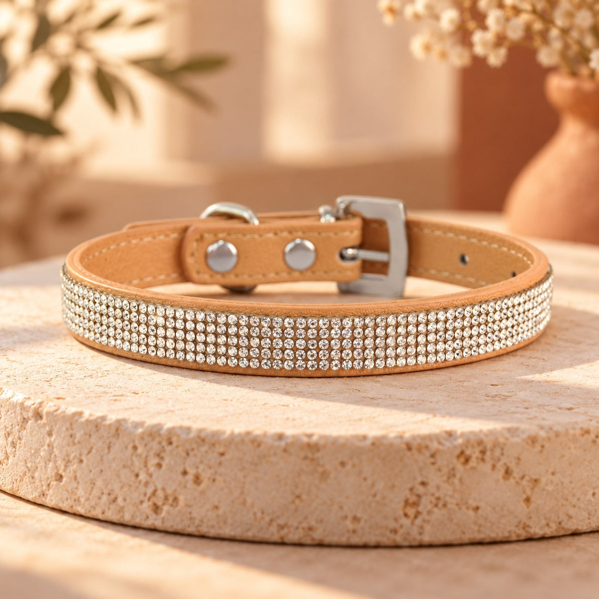 Collier strass tan pour chien