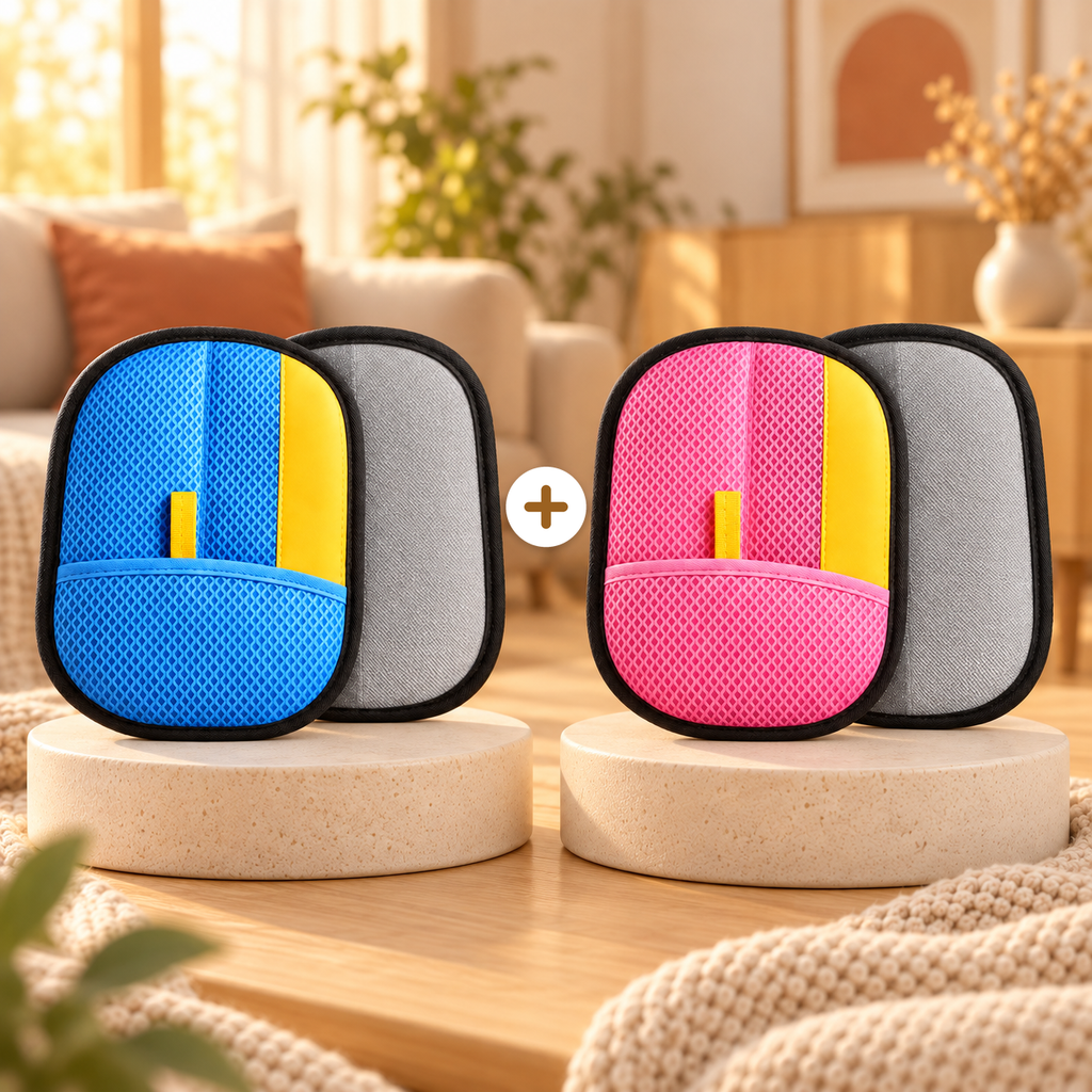 Duo Bariolé Patounio : 1 gant bleu + 1 gant rose