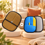 Duo Bariolé Patounio : 1 gant bleu + 1 gant tan