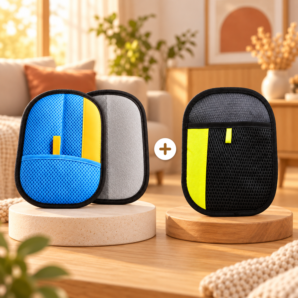 Duo Bariolé Patounio : 1 gant noir + 1 gant bleu
